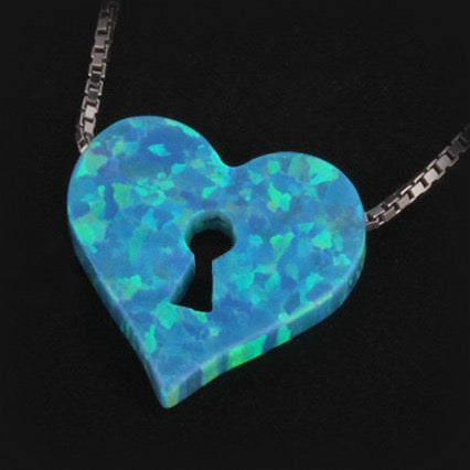 Lab Created Opals – Aqua Opal Heart-Lock - Shelly Crag Imports