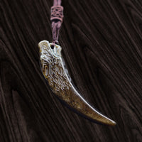 Carved Golden Obsidian Wolf Fang Pendants on Braided Cord - Shelly Crag Imports