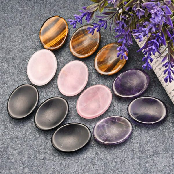 Oval Pocket Palm Stones Various Colors