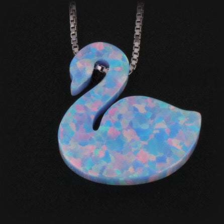 Lab Created Opals – Light Blue Opal Swan - Shelly Crag Imports