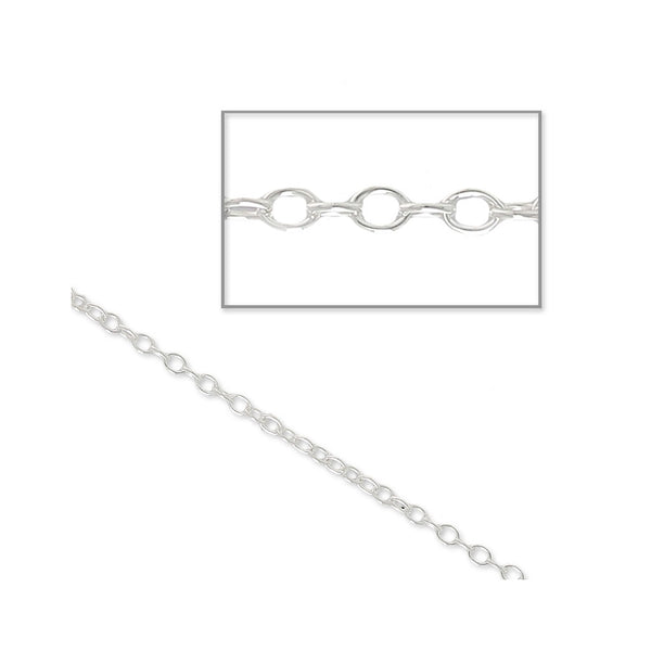 Sterling Silver Chain by the Meter Bulk, Oval Trace Links