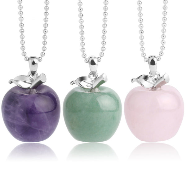Polished Gemstone Kallista Apple Pendants With Box Chain - Shelly Crag Imports