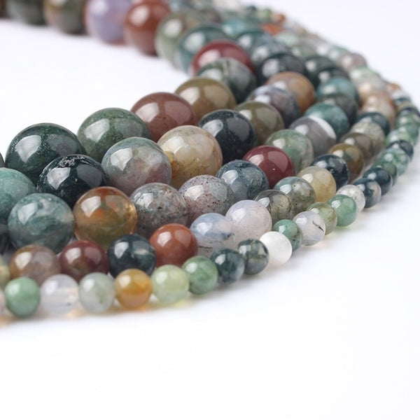 Multicolored Indian Agate Gemstone Polished Round Beads - Shelly Crag Imports