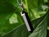 Black Obsidian Crystal Point Chakra Pendant in Steel Setting