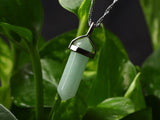 Aventurine Quartz Crystal Point Chakra Pendant in Steel Setting