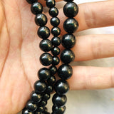 Natural Shungite Round Stone Beads