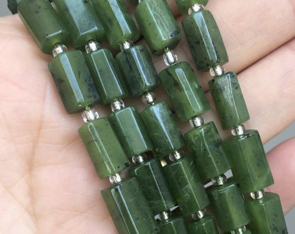 Canadian Greenstone Nephrite Jade Gemstone Polished Barrel Beads - Shelly Crag Imports