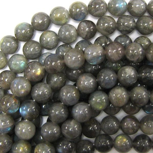 Labradorite Round Polished Stone Beads, 15in Strand