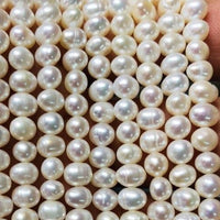 White Freshwater Potato Pearls, 15in Strand