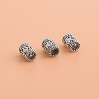 Sterling Silver Barrel Spacer Beads, Bali Style Scroll & Rope Pattern, 10 ea.