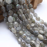 Labradorite Oval Freeform Polished Stone Beads, 15in Strand