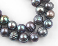 10mm Dark Gray Freshwater Potato Pearls, 15in Strand