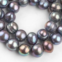 10mm Dark Gray Freshwater Potato Pearls, 15in Strand