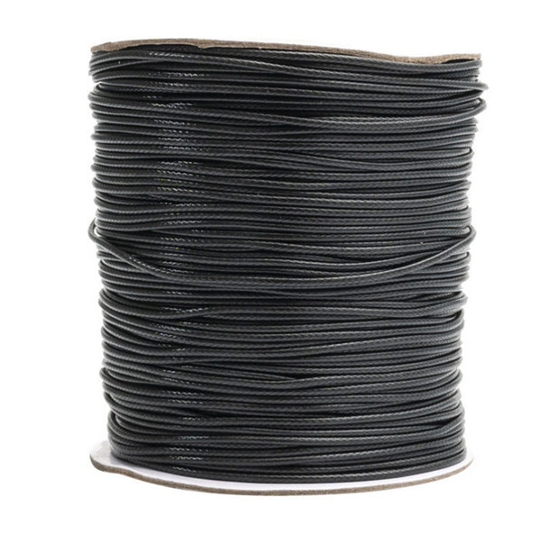 Waxed Polyester Braided Cord, Black