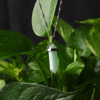 Aventurine Quartz Crystal Point Chakra Pendant in Steel Setting