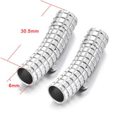 Stainless Steel Tube Bracelet Clasps, Spring Loaded Push-to-Lock, for Corded Bracelets, 2 ea. Size 6mm