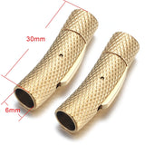 Stainless Steel Tube Bracelet Clasps, Spring Loaded Push-to-Lock, for Corded Bracelets, 2 ea. Size 6mm