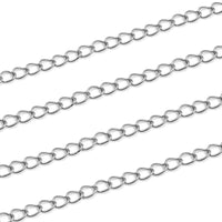 Sterling Silver Chain by the Meter Bulk, Large 2.5mm Twisted Oval Curb Chain