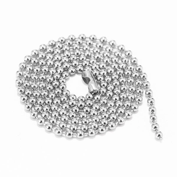 Stainless Steel Ball Bead Chains With Clasp 2.4mm x 60cm, 5 ea.