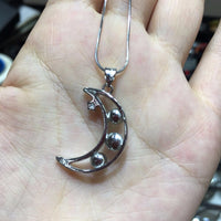 925 Sterling Silver and Labradorite Cabochons Crescent Moon Pendant