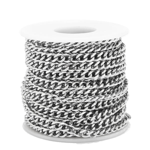 Hypoallergenic 316L Stainless Steel 5mm Diamond Cut Curb Link Chain - Shelly Crag Imports