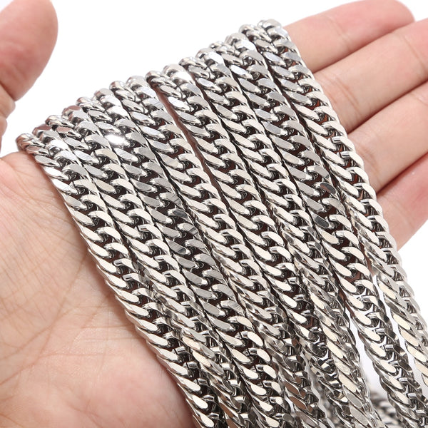 0.8 x 5mm Stainless Steel Curb Cuban Miami Link Chain for Necklace - Shelly Crag Imports